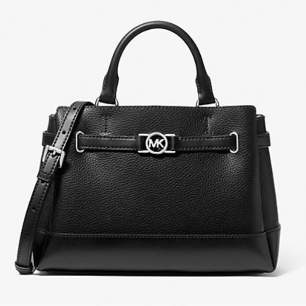 SOLD Michael Kors SMALL Reed Black Pebbled Leather Satchel Crossbody Bag